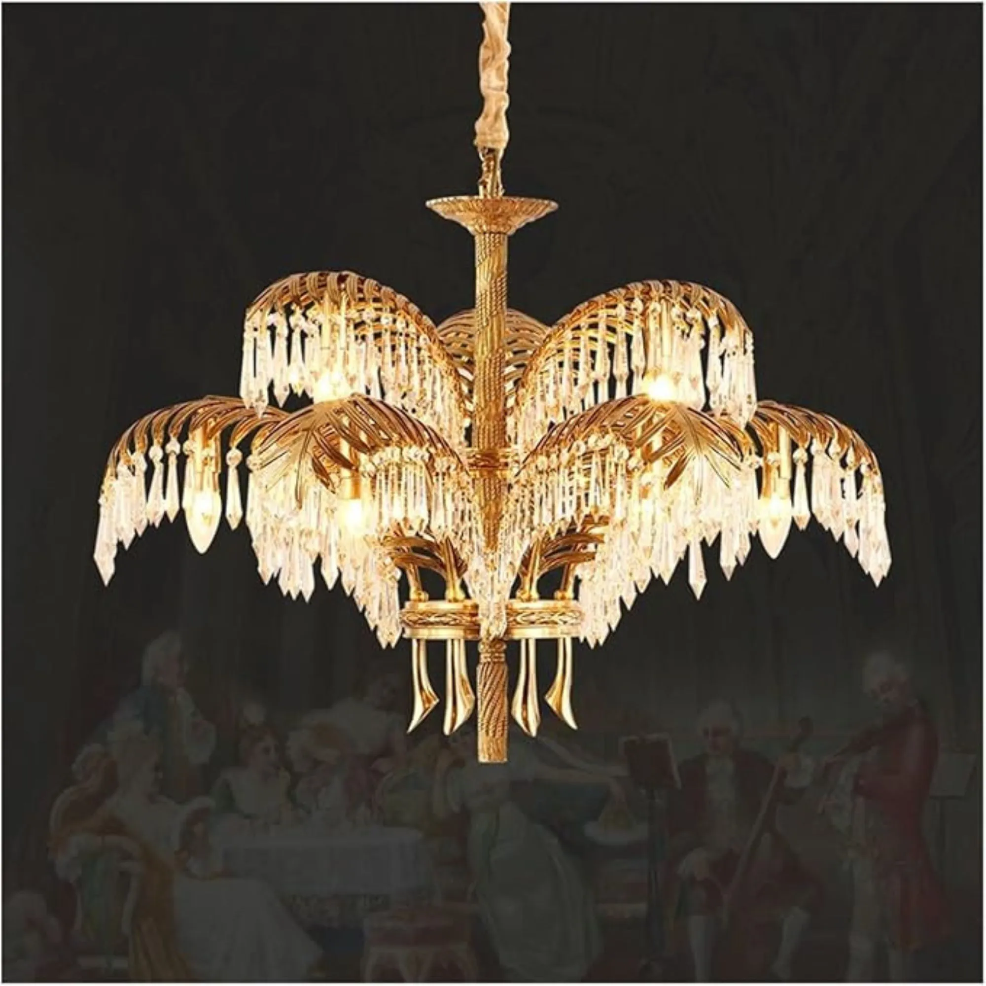 Francuski, klasyczny, miedziany żyrandol w kształcie litery V' loading='lazy' title=