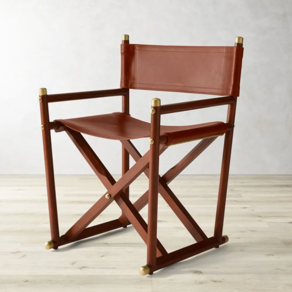 Silla de director de cuero color canela' loading='lazy' title=