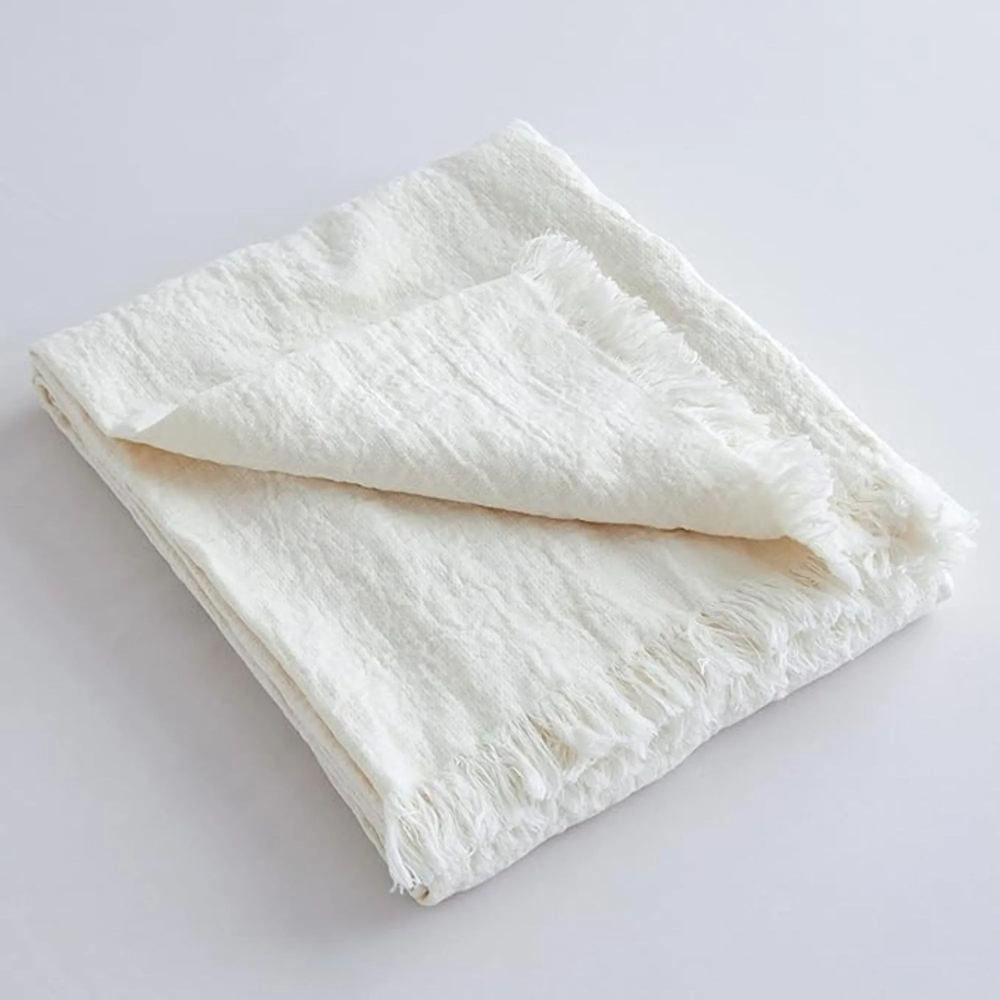 Überwurfdecke aus 100 % Leinen mit Fransen' loading='lazy' title=