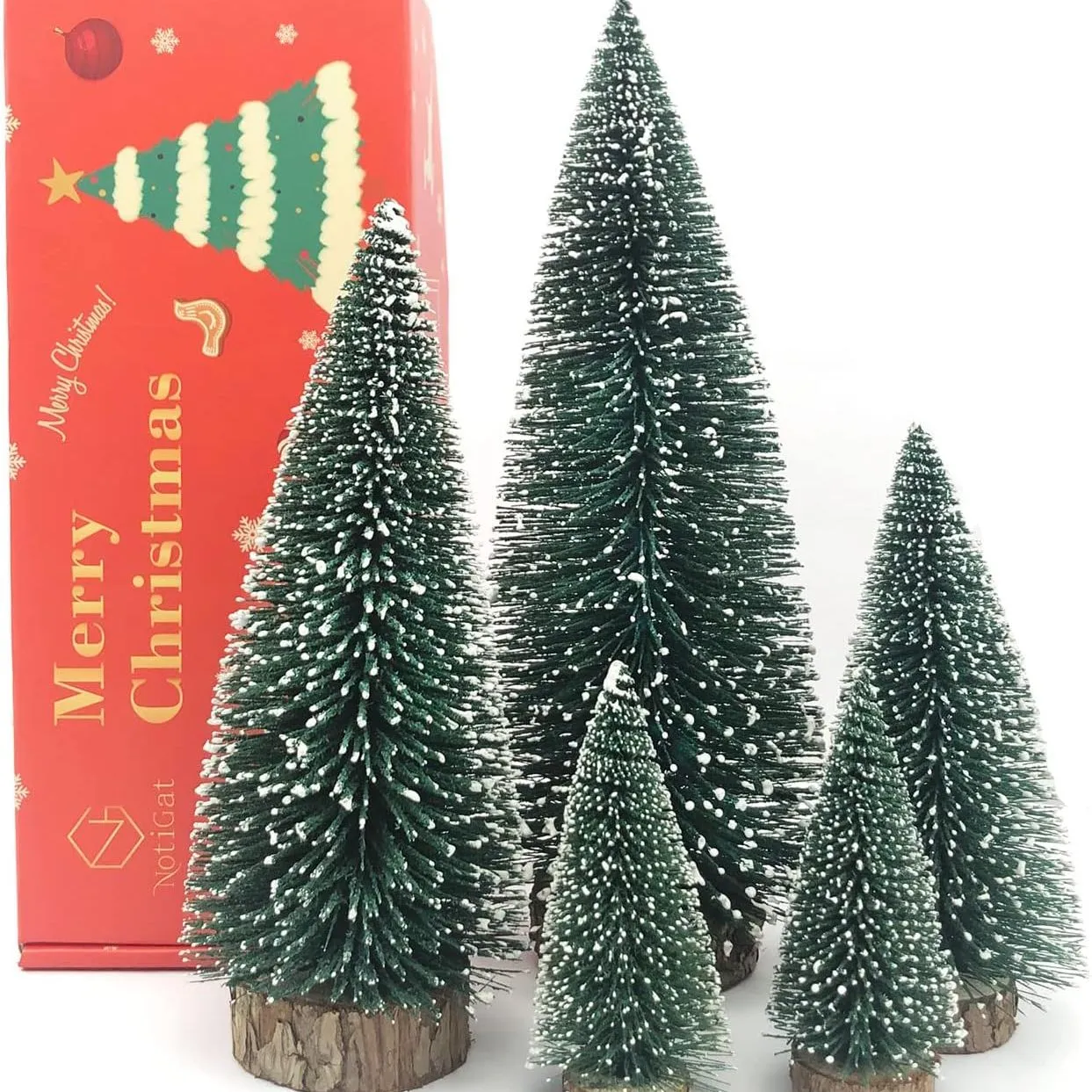 Notigat Mini Choinka Szczotka do butelek Choinki z drewnianymi podstawami Ozdoby świąteczne na stół imprezowy Blat Decer Choinka `5szt`65289;' loading='lazy' title=