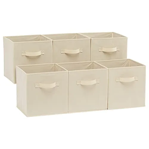 Amazon Basics Organizer Pieghevole a Cubi Portaoggetti in Tessuto con Manici 10,5x10,5x11 Beige - Confezione da 6' loading='lazy' title=