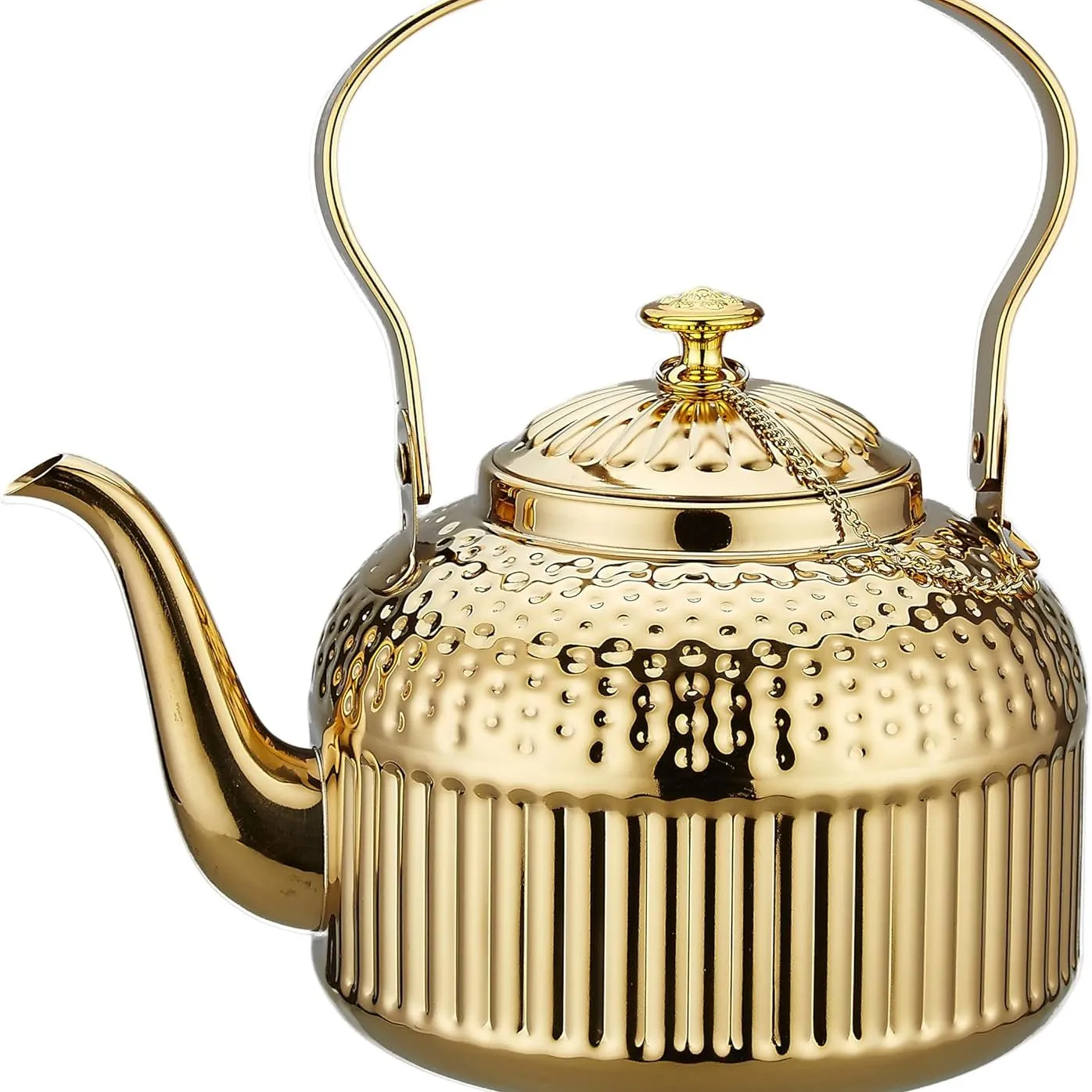 Sanqiahome Théière antique en acier inoxydable de 1,2 l (40 oz) avec infuseur doré' loading='lazy' title=