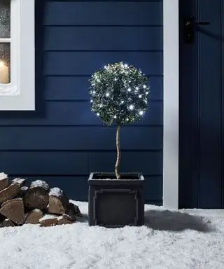 Weihnachtsbeleuchtung im Freien am Minibaum im Freien