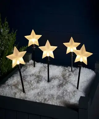 Weihnachtssternbeleuchtung im Freien im Behälter