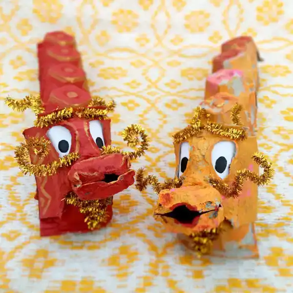 Upcycled Egg Carton Dragon