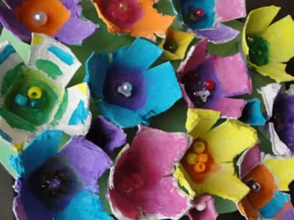 Egg Carton Flowers Spring Craft