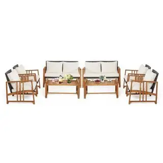 Juego de sofás de mimbre marrón Costway de 8 piezas para patio Mix