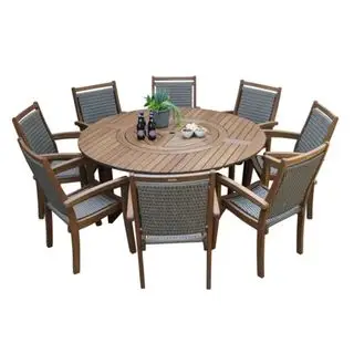 A Fleur 8 - Juego de comedor redondo para exteriores para personas
