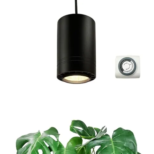 Valikiy Lampe de culture suspendue 40 W à large spectre complet de couleur blanc chaud avec minuterie enfichable pour culture de plantes avec cordon d'alimentation en tissu de 4,6 m, lumière décorative pour plantes d'intérieur, fleurs' loading='lazy' title=