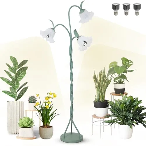 Hmvpl Lampes de culture pour plantes d'intérieur Lampes de culture à spectre complet pour la culture en intérieur avec 3 ampoules de culture de 7 W Lampe de croissance sur pied avec col de cygne flexible pour petites plantes moyennes' loading='lazy' title=