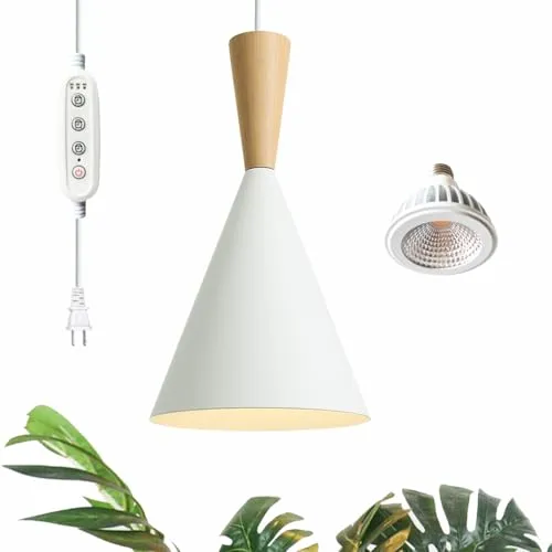 Valikiy Lampes de culture suspendues pour plantes d'intérieur à spectre complet avec minuterie et cordon d'alimentation de 15 pieds, lampes suspendues de 20 W pour la culture en intérieur de grandes plantes hautes, fleurs de jardin, serre (blanc)' loading='lazy' title=