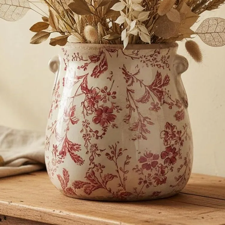 Xiaan Jiaju 6,68 cala. Toskańska donica & Wystrój pokoju i domu Wazon dekoracyjny Wewnątrz/na zewnątrz Ceramiczna donica na rośliny Otwór drenażowy Dekoracje świąteczne Czerwony' loading='lazy' title=