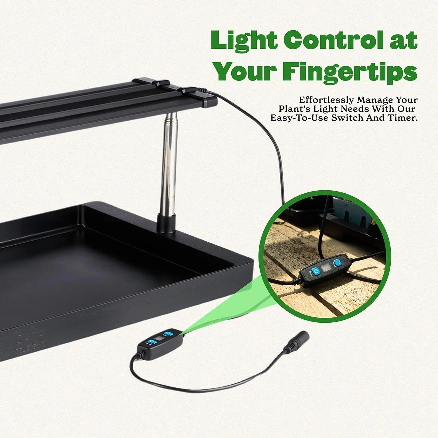 Epic Gardening Seed Starting Grow Light – Vollspektrum-LED mit einstellbarer Höhe und einstellbarer Höhe. Integriertes Tablett für Zimmersämlinge | Energieeffizientes, langlebiges Licht mit Timer (Standard)' loading='lazy' title=