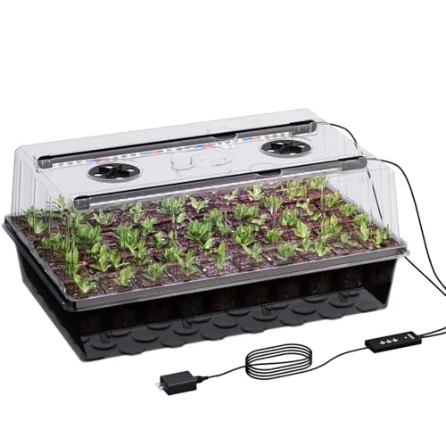 Patigrow 60-Zellen-Selbstbewässerungs-Samen-Startertablett mit Grow Light-Samen-Starter-Kit mit 4,07 Zoll Humidity Dome Indoor-Sämlings-Starter-Tablett, Samen-Starter-Tabletts für den Pflanzenkeimungs-Samenanbau' loading='lazy' title=
