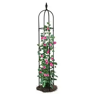 Treliça de obelisco de jardim para trepadeiras em preto