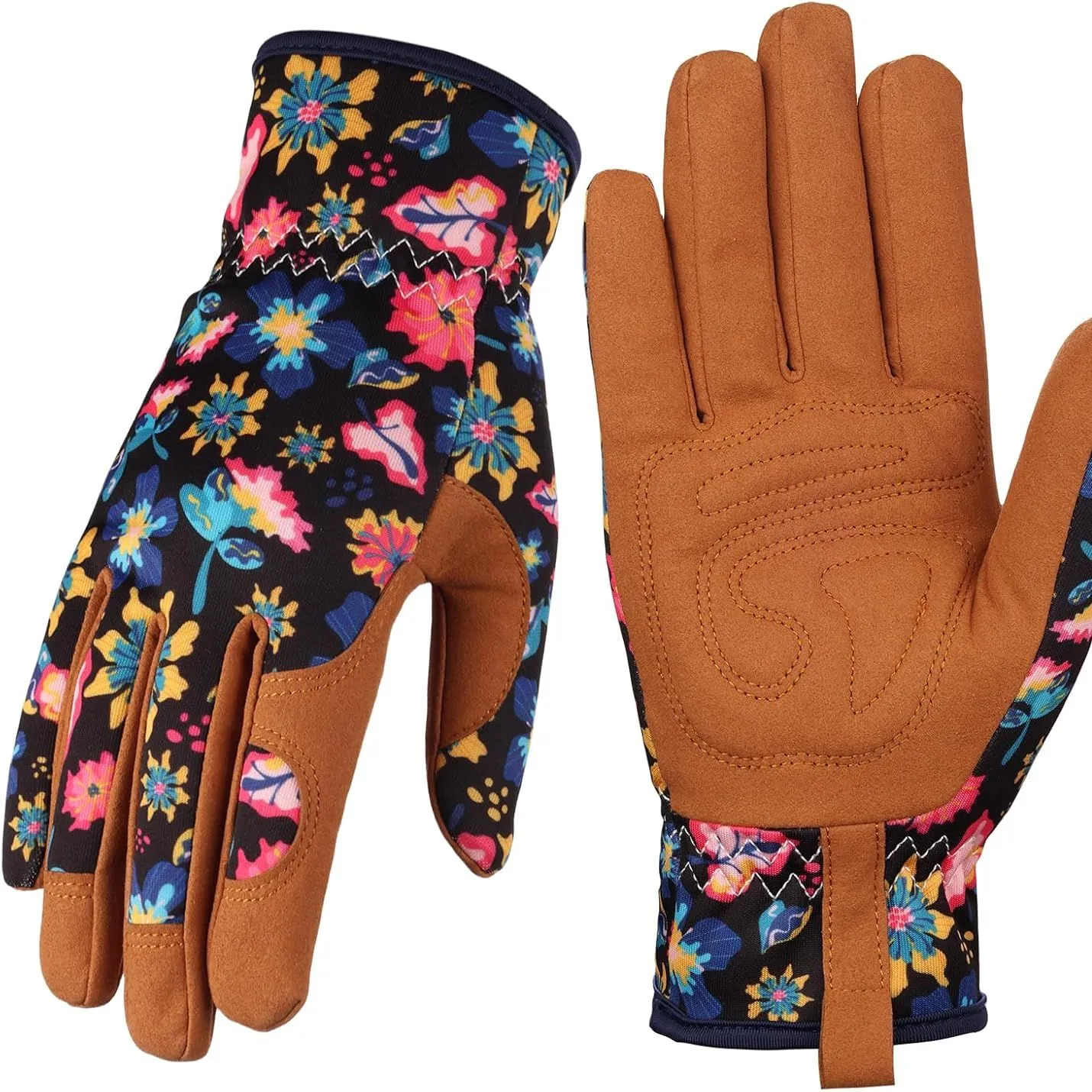 Guantes de cuero para jardinería para mujer, guantes de trabajo para desmalezar, cavar, plantar, rastrillar y podar (b-azul) medianos' loading='lazy' title=