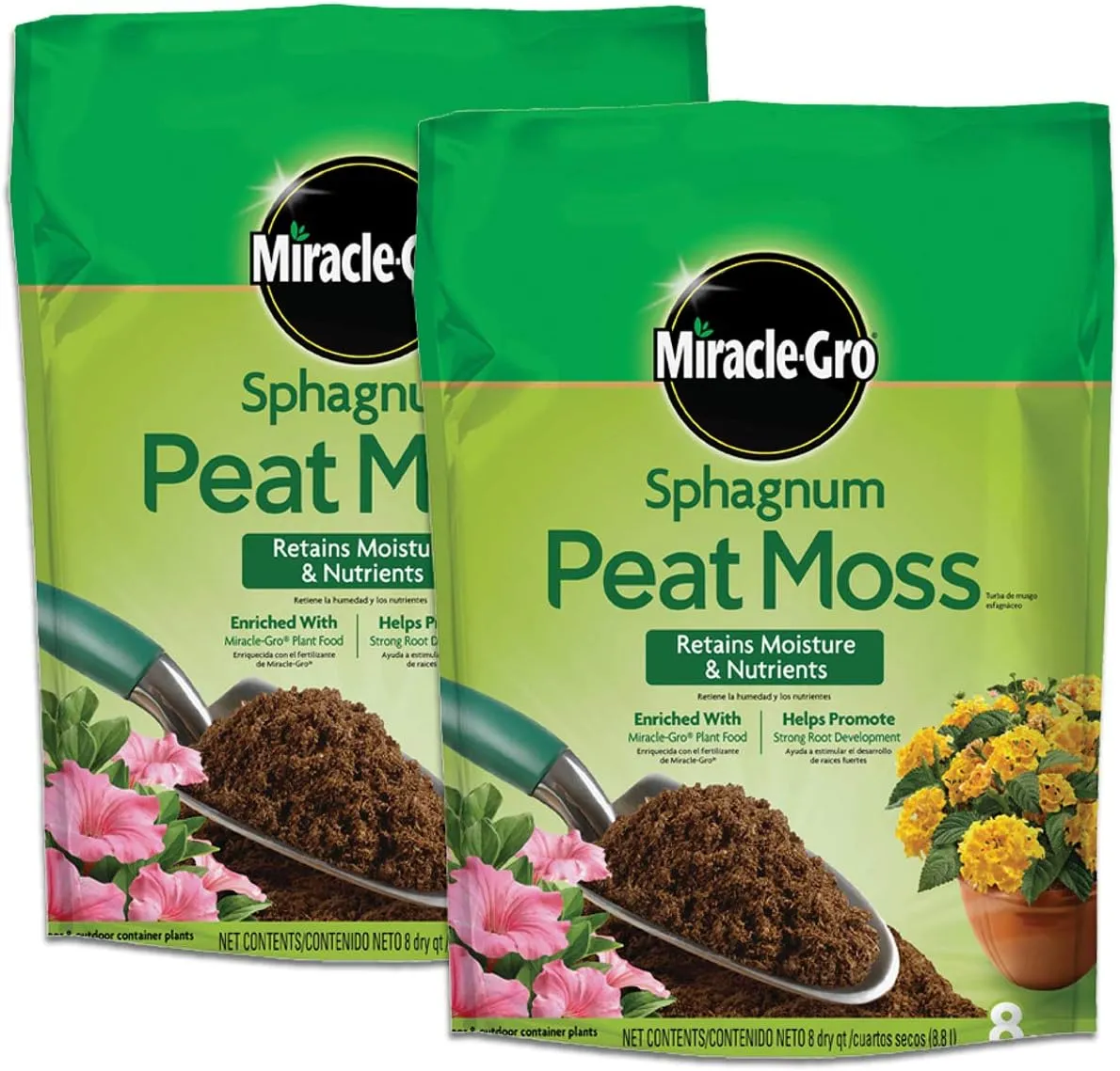 Miracle-Gro Sphagnum אזוב כבול למיכלים ובקרקע 8 Qt. 2-Pack' loading='lazy' title=