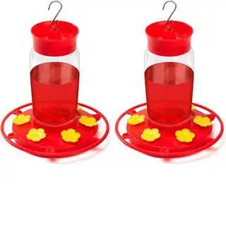 Paire de mangeoires pour colibris rouges à fleurs jaunes