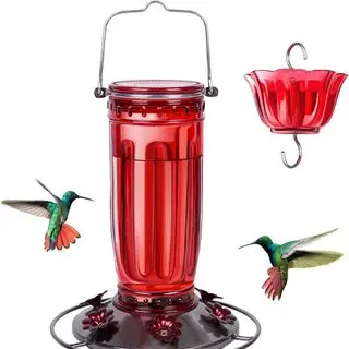 Mangeoire à colibris en verre rouge