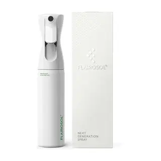 Flairosol-Sprühflasche auf weißem Hintergrund