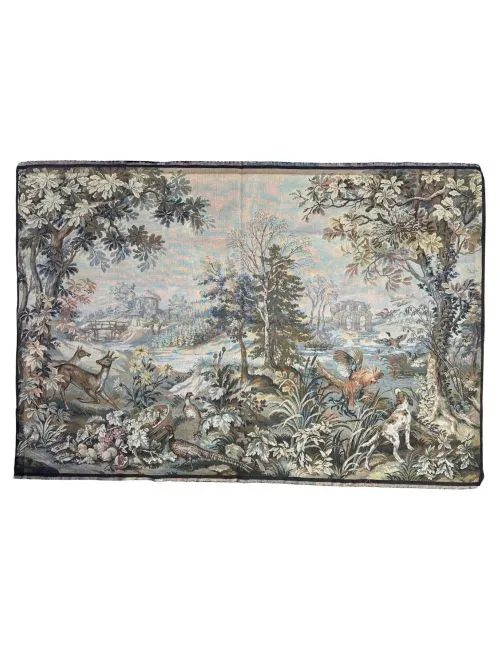 Bonito tapiz jacquard estilo Aubusson francés vintage' title=