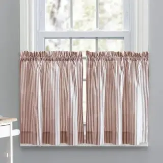cortina de café com listra vermelha wayfair