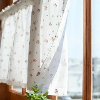 Cortinas de linho para café com 2 painéis