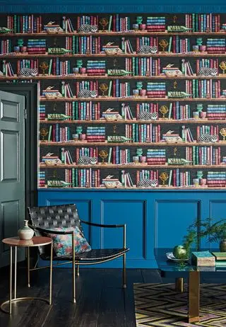 Libreria wallpaper from Cole & Son x Fornasetti