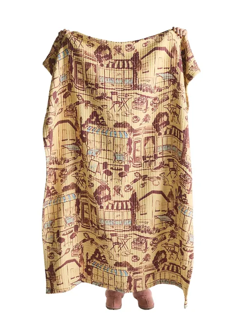 Manta estampada de algodão Damson Madder' title=