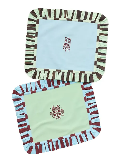 Conjunto de jogos americanos com babados Damson Madder com 2' title=