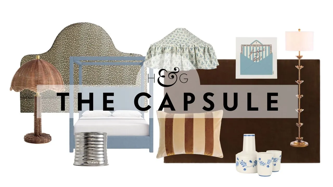 colagem de produtos de quarto em alta para 2026, incluindo um tapete de cabeceira com estampa de leopardo marrom chocolate com acessórios ocre e azul claro' loading='lazy' title=