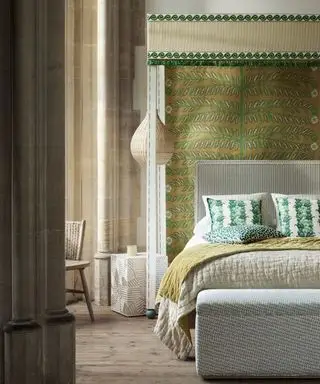 Dormitorio campestre francés con dosel