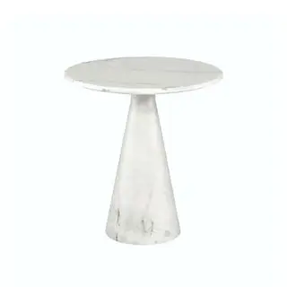 Okrągły stolik boczny z białego marmuru ABC Carpet & Home Claudio