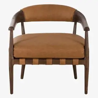 mcgee and co sillón de madera oscura y cuero