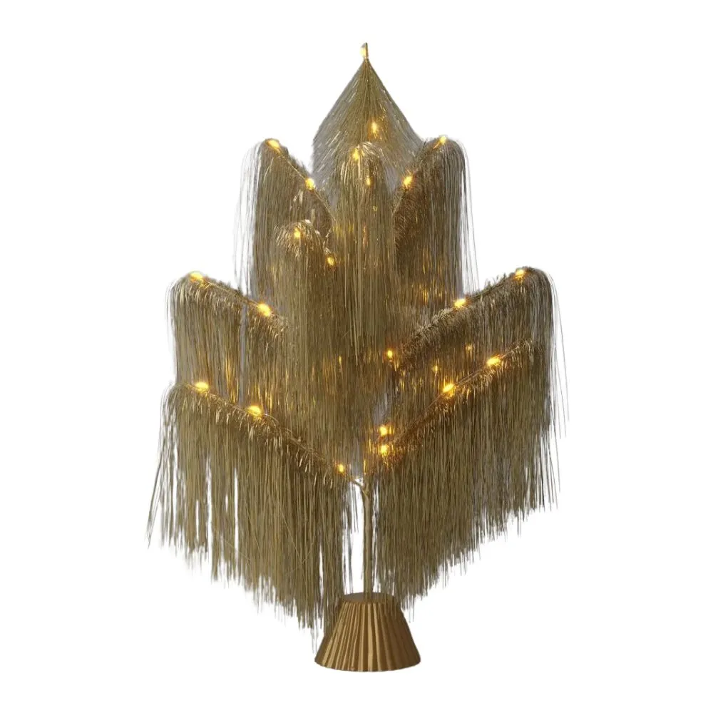 עץ חג המולד מלאכותי פרינג' טינסל מואר מראש' loading='lazy' title=