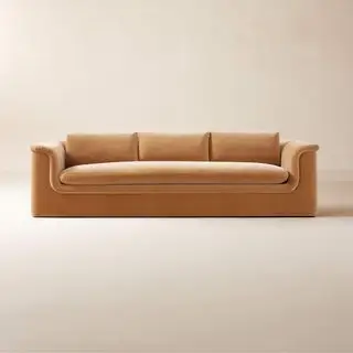 Sofá de terciopelo marrón CB2