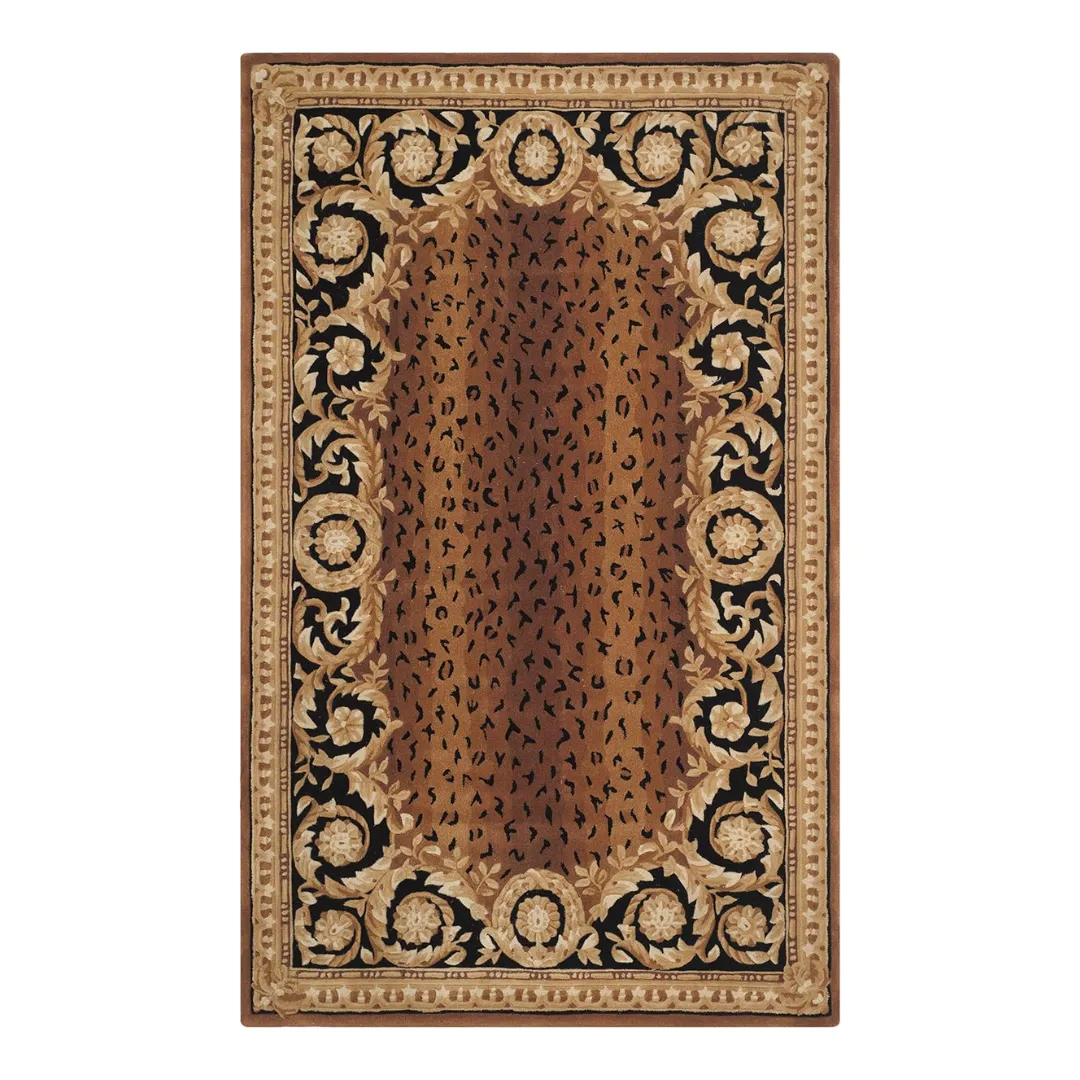 Safavieh Naples Collection Area Rug - 5' X 8' Sort & Guld håndlavet traditionel uld ideel til områder med høj trafik i soveværelset i stuen (na712a)' loading='lazy' title=