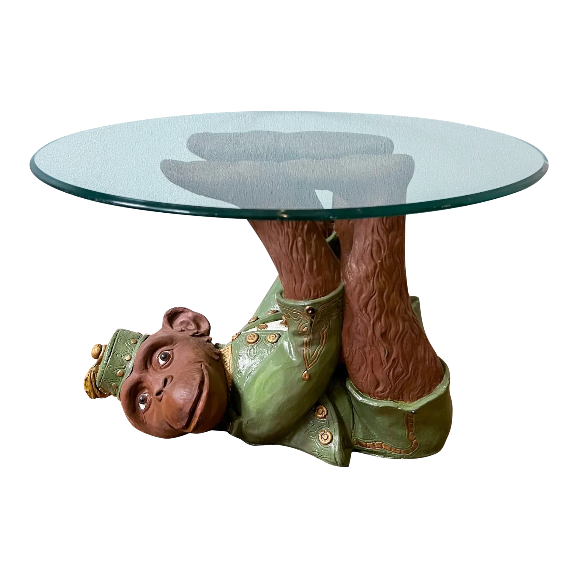 1960'er Gips Bell Hop Monkey Sidebord med glasplade' loading='lazy' title=