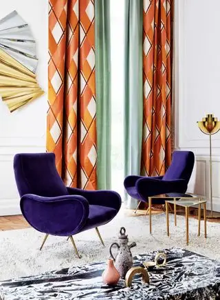 Chaises en tissu Rivoli Violette de Manuel Canovas