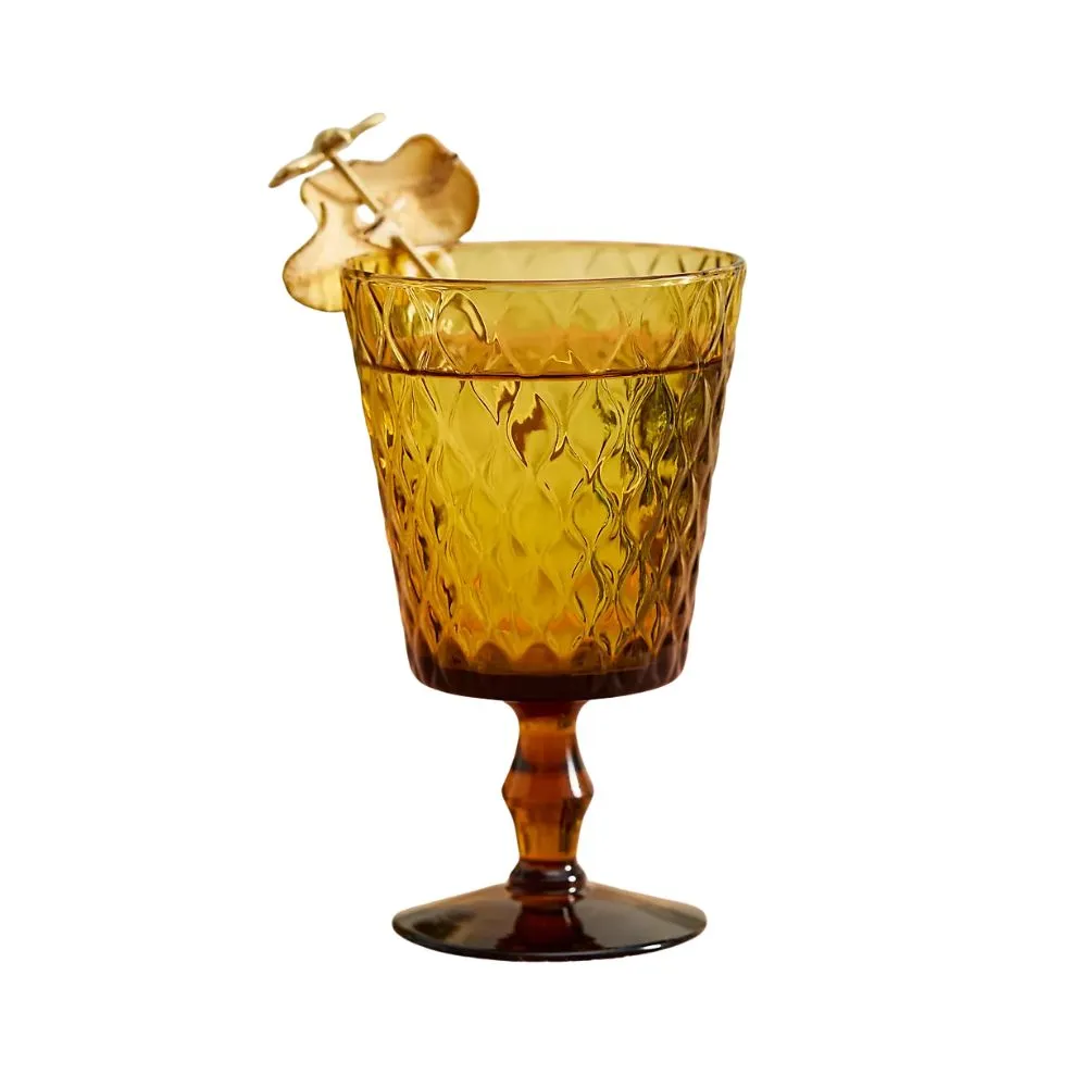 Honning Amber Glass Goblet' loading='lazy' title=