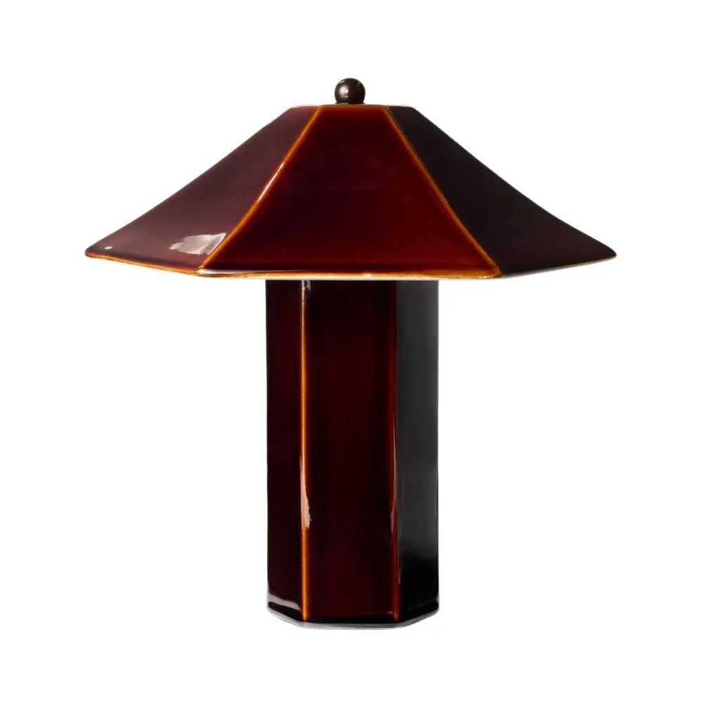 Mørkerød keramisk bordlampe' loading='lazy' title=