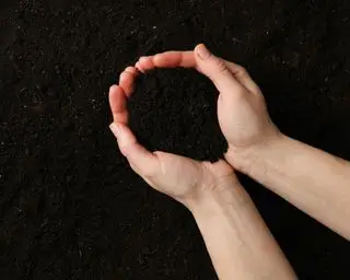 Ktoś trzyma ziemię na tle gleby