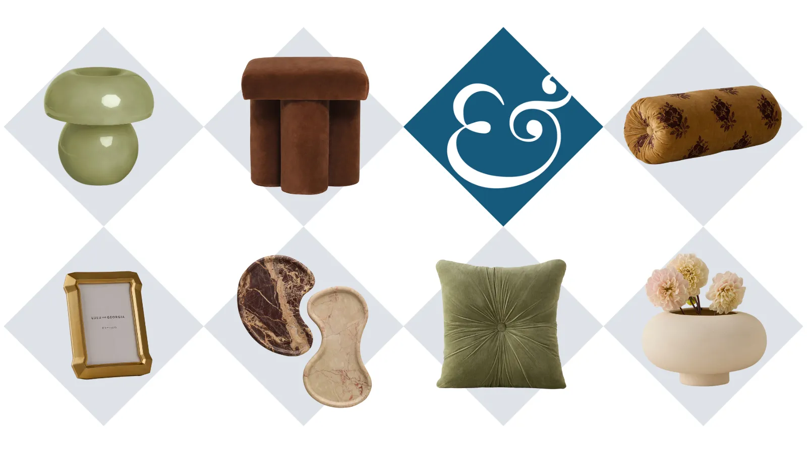une collection d'objets de décoration dans les tons vert, marron et beige' loading='lazy' title=