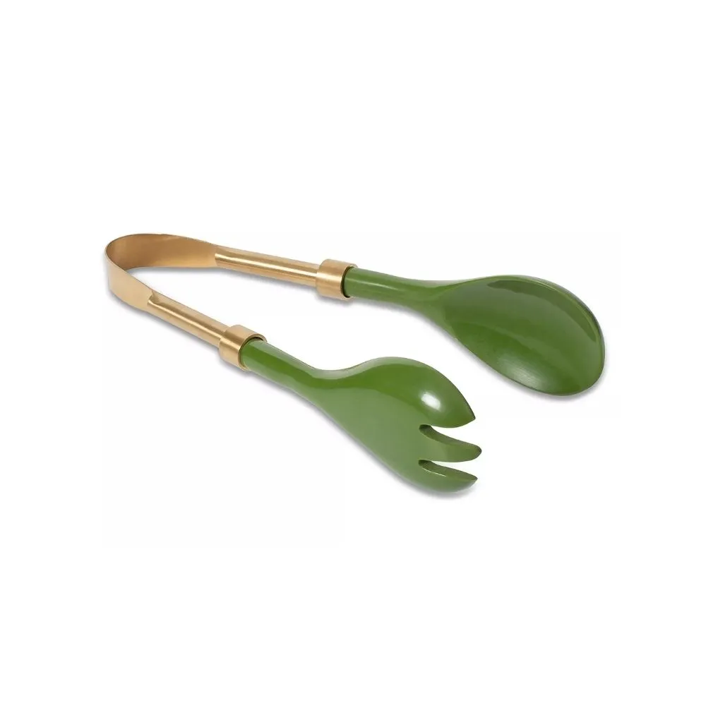 Servierzange aus Messing mit grünen Harzspitzen' loading='lazy' title=