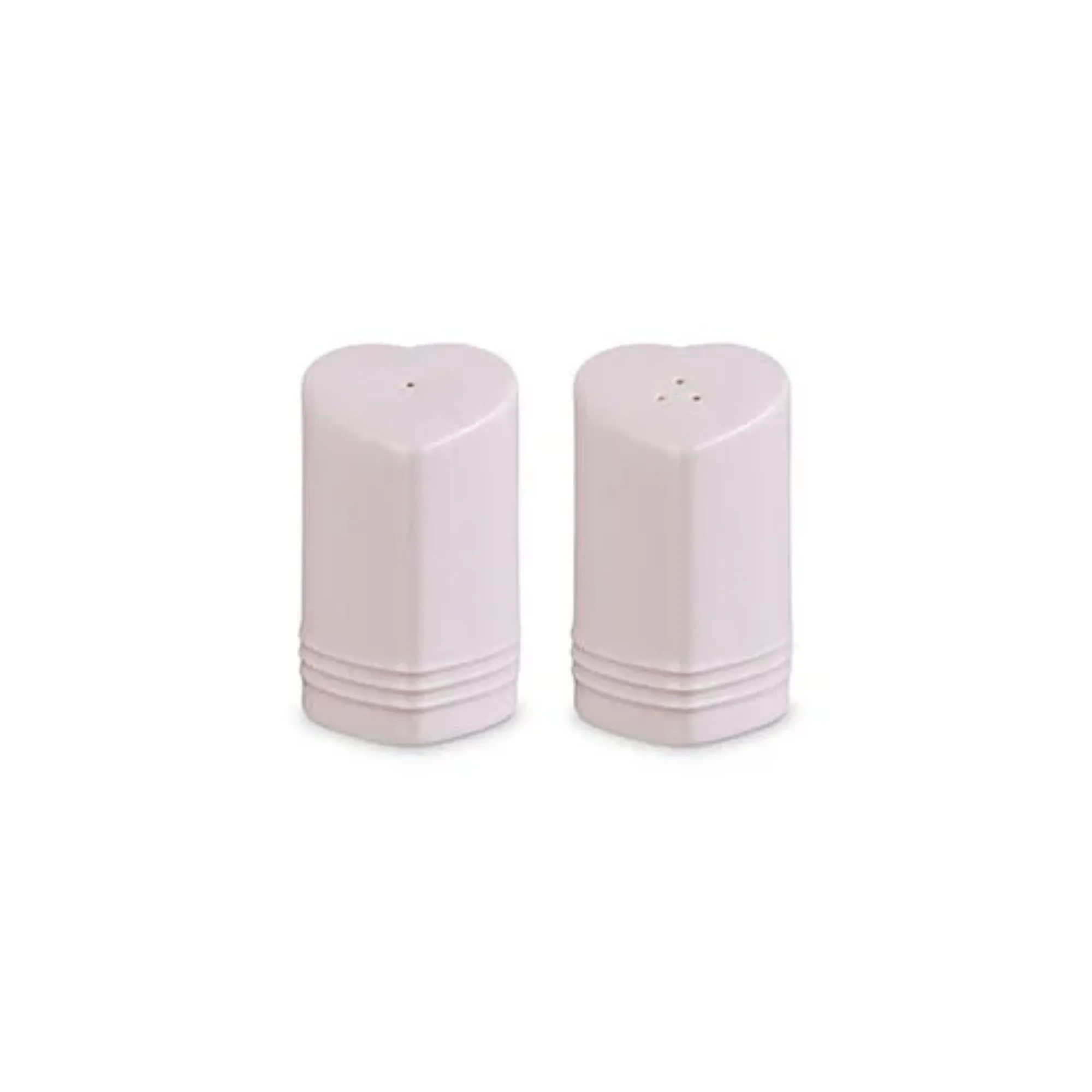 Pastellrosa hjerteformet salt og pepper shakers' loading='lazy' title=