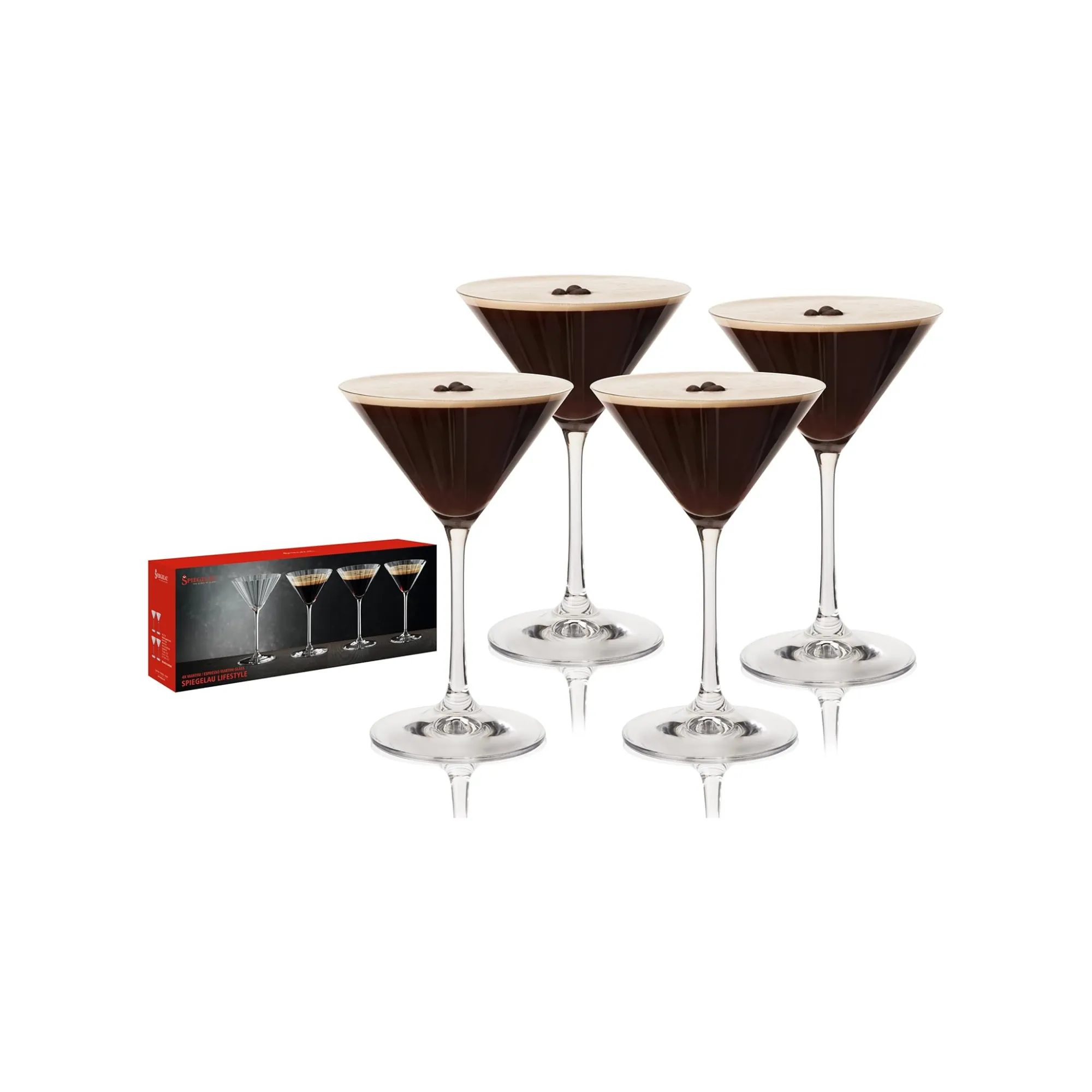 Spiegelau Espresso Poháre na Martini Krištáľové poháre na Martini na koktaily Vhodné do umývačky riadu Diamantové brúsené sklo pre domáci bar 8,4 oz Súprava 4 kusov' loading='lazy' title=