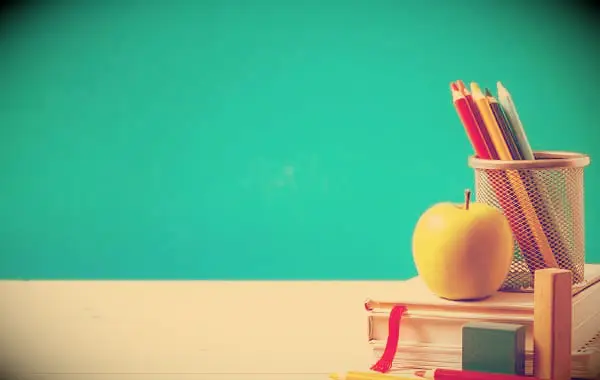 Back to school supplies like books and pens.