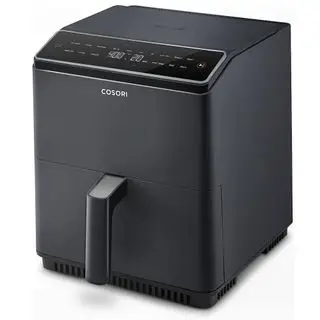 En Cosori Dual Blaze Air Fryer mod en hvid baggrund
