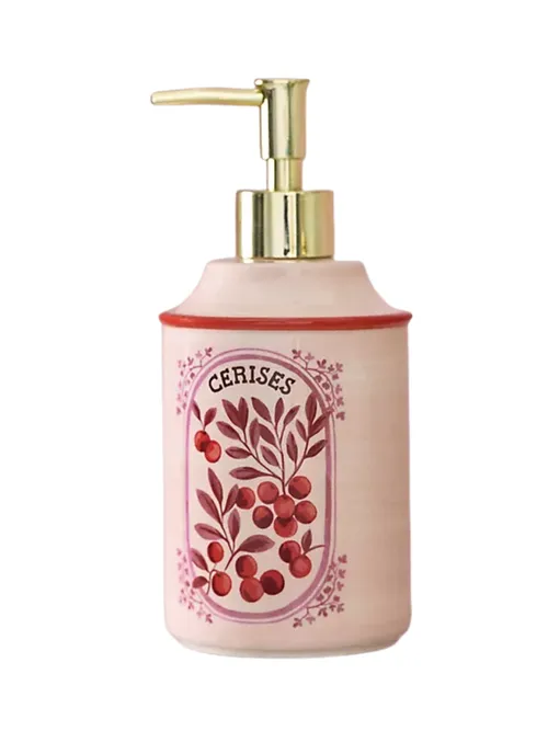 Dispenser di sapone in ceramica color ciliegia' title=