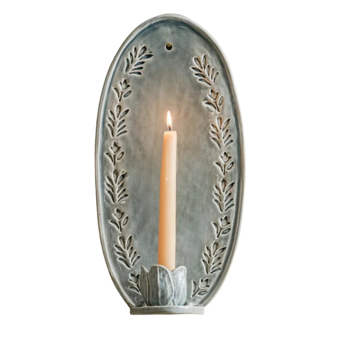 פמוט קיר קרמי של אנני פרחוני' loading='lazy' title=